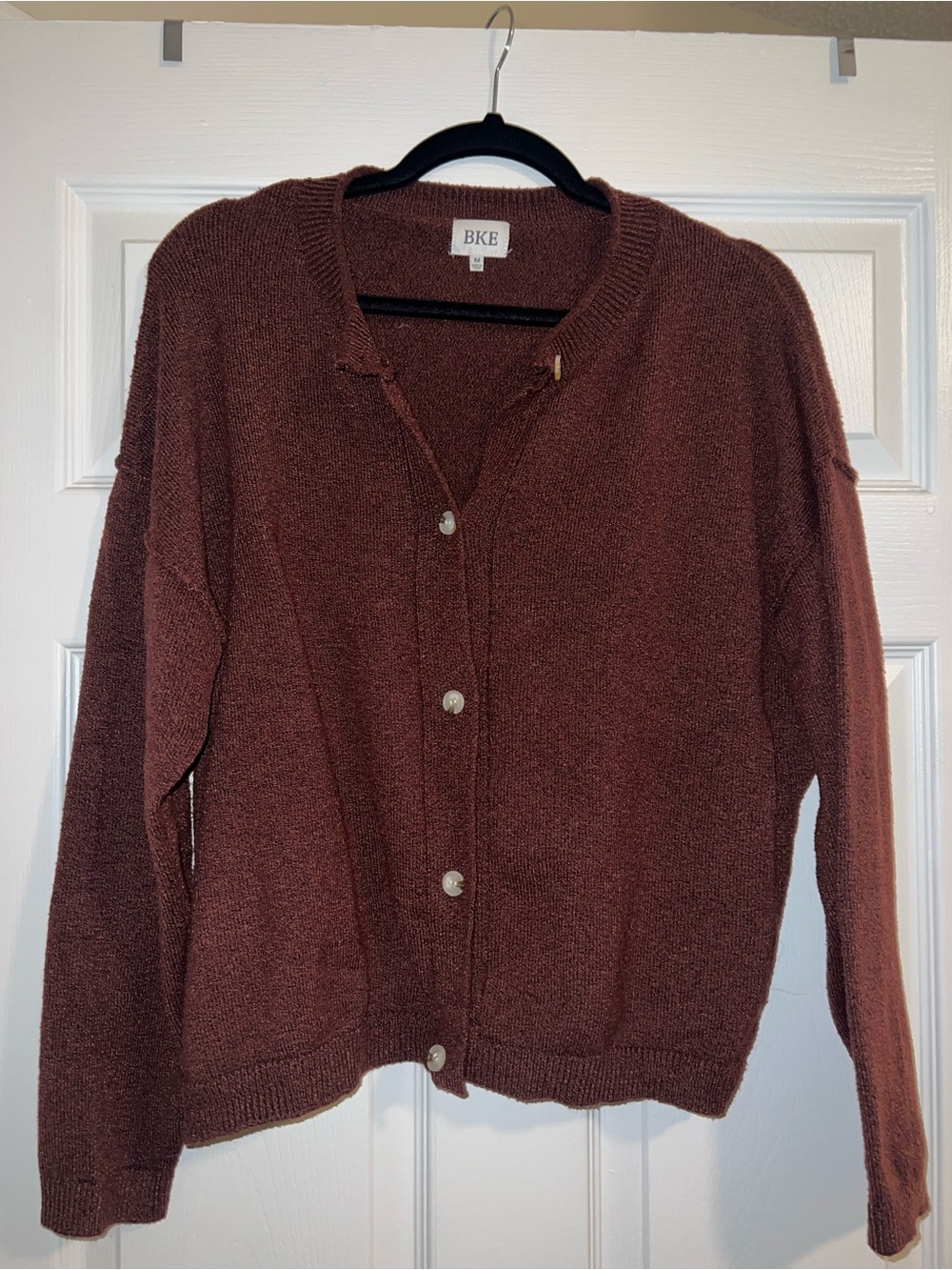 BKE Womens Cozy Button-Up Cardigan Sweater - Burgundy